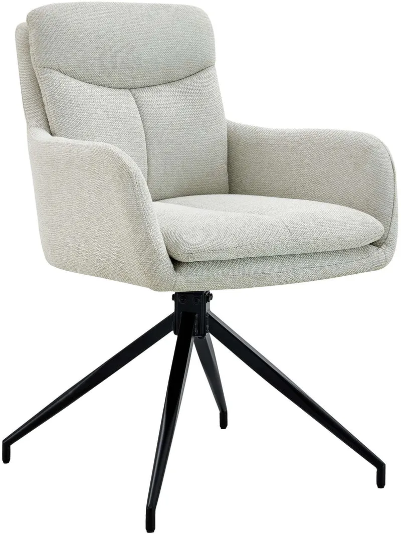 Chaise de salle à manger x1 avec accoudoirs assise fonction pivotante en tissu crème 10_0007400
