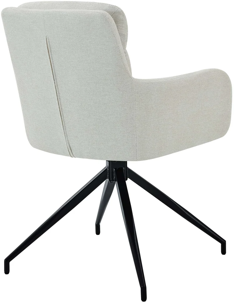 Chaise de salle à manger x1 avec accoudoirs assise fonction pivotante en tissu crème 10_0007400