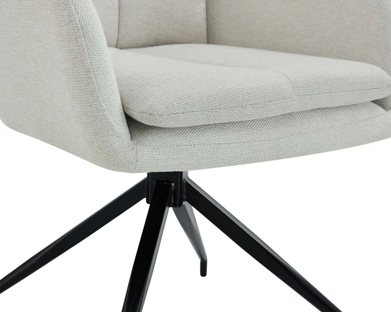Chaise de salle à manger x1 avec accoudoirs assise fonction pivotante en tissu crème 10_0007400