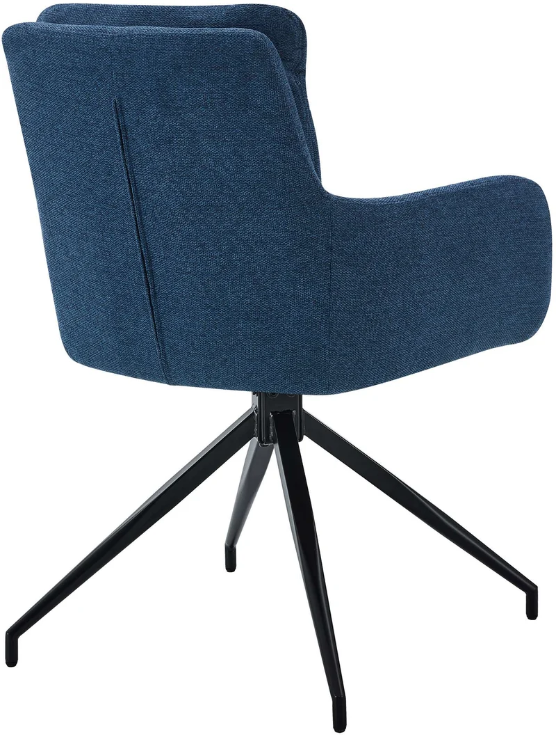 Lot de 2 chaises de salle à manger avec accoudoirs assise fonction pivotante en tissu bleu 10_0007381