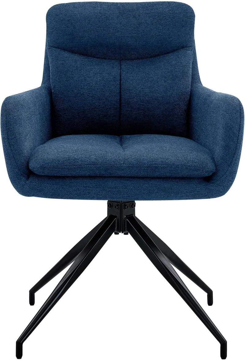 Lot de 2 chaises de salle à manger avec accoudoirs assise fonction pivotante en tissu bleu 10_0007381