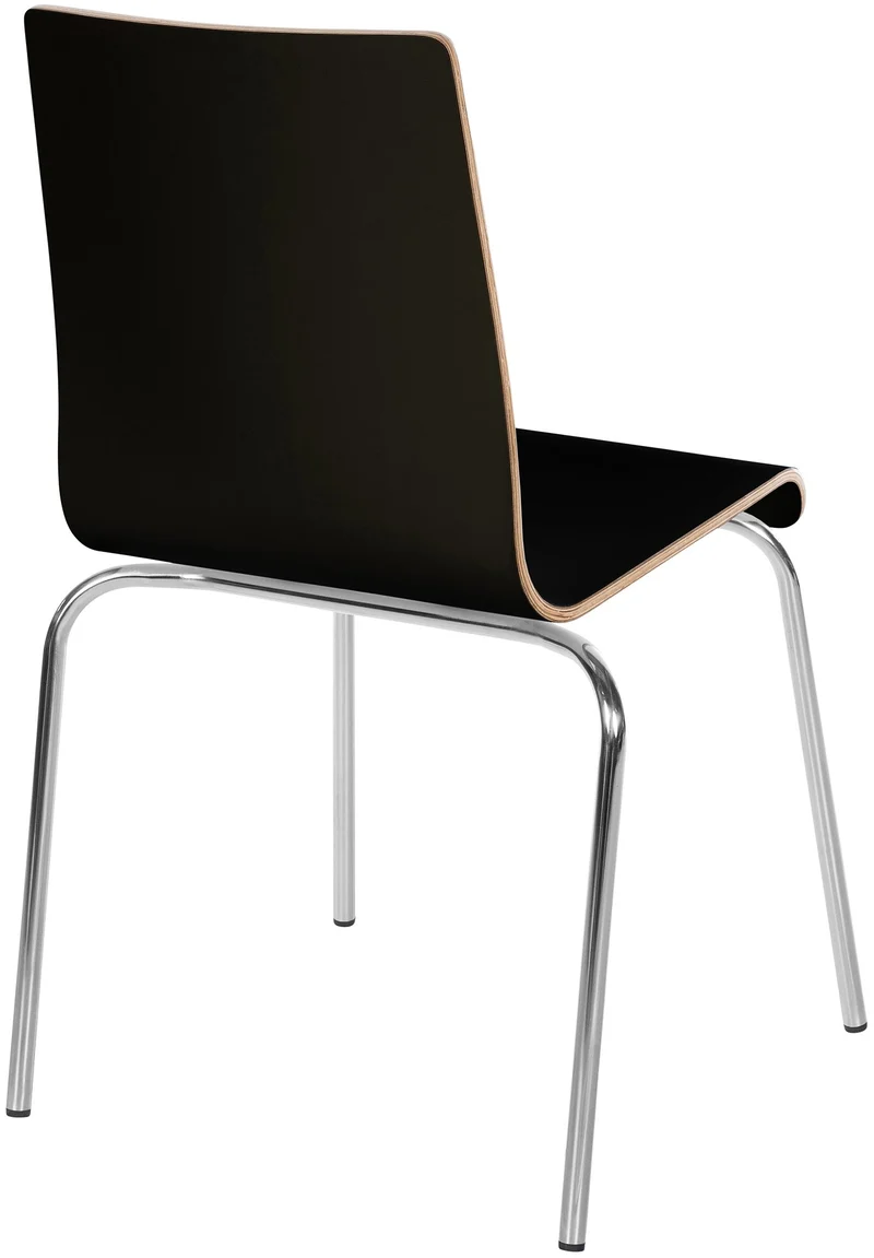 Chaise de cuisine salle à manger x1 design simple en bois noir et acier chromé brillant 10_0007745
