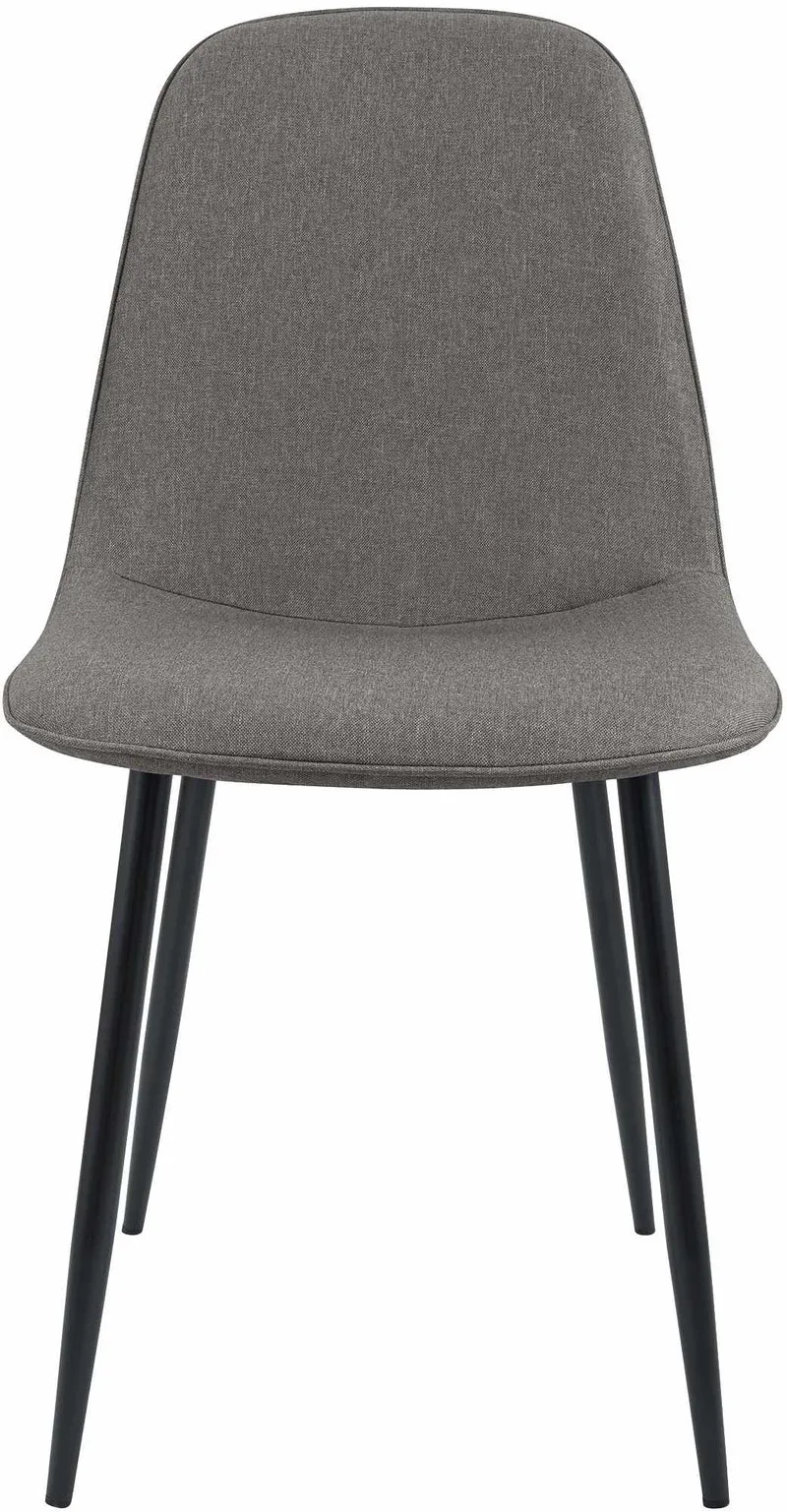 Chaise de salle à manger x1 élégante et minimaliste en tissu gris clair cadre en métal noir 10_0007640