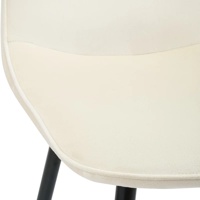 Lot de 2 chaises de salle à manger élégantes et minimalistes en velours crème cadre en métal noir 10_0007570