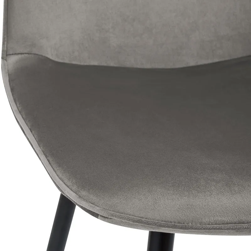 Lot de 2 chaises de salle à manger élégantes et minimalistes en velours gris clair cadre en métal noir 10_0007530