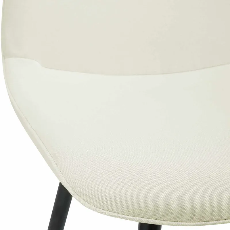 Lot de 2 chaises de salle à manger élégantes et minimalistes en tissu crème cadre en métal noir 10_0007529