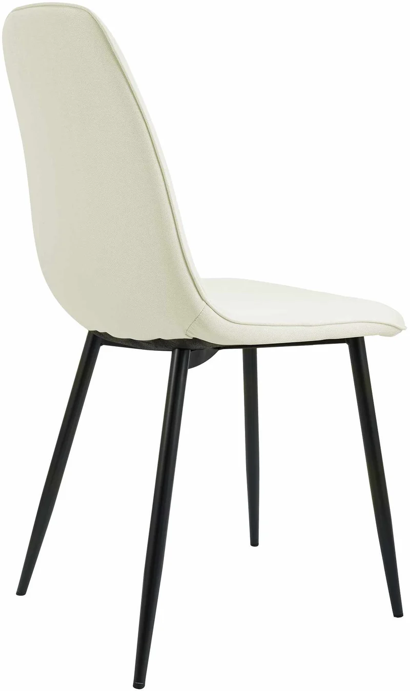 Lot de 2 chaises de salle à manger élégantes et minimalistes en tissu crème cadre en métal noir 10_0007529