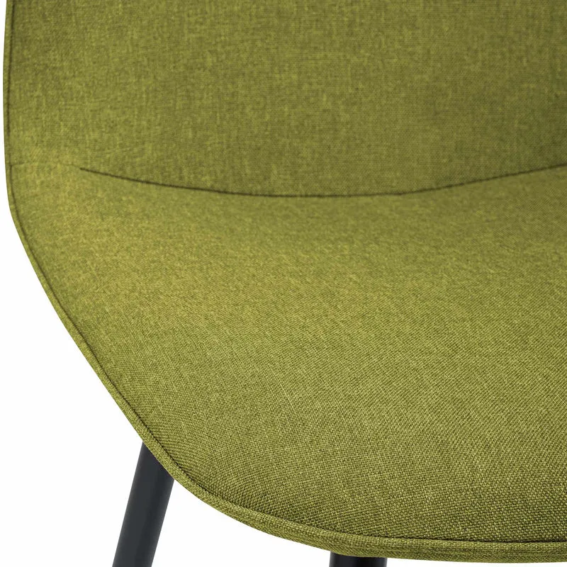 Lot de 2 chaises de salle à manger élégantes et minimalistes en tissu vert cadre en métal noir 10_0007522