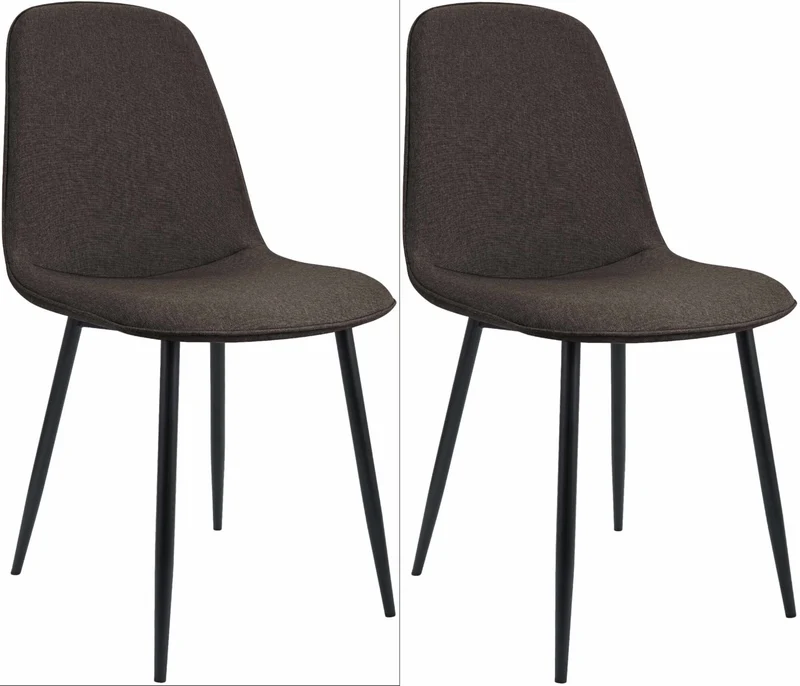 Lot de 2 chaises de salle à manger élégantes et minimalistes en tissu marron cadre en métal noir 10_0007451