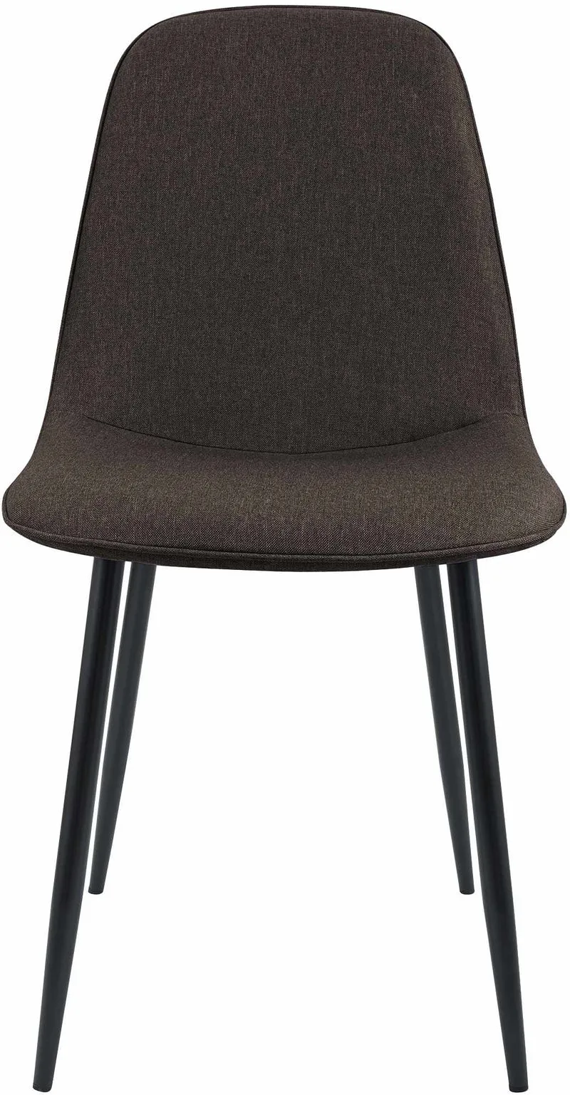 Lot de 2 chaises de salle à manger élégantes et minimalistes en tissu marron cadre en métal noir 10_0007451