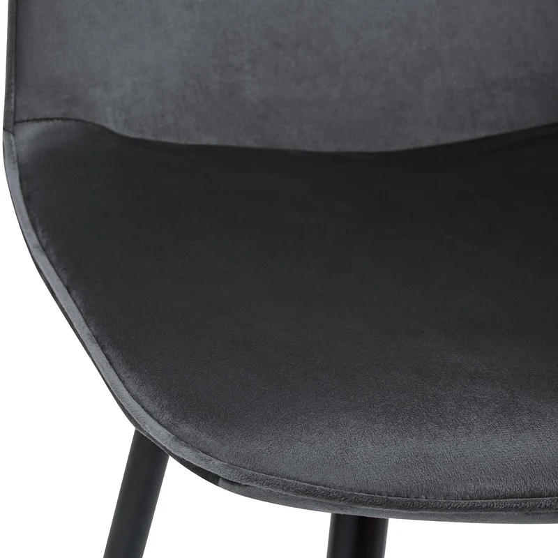 Lot de 2 chaises de salle à manger élégantes et minimalistes en velours gris foncé cadre en métal noir 10_0007411