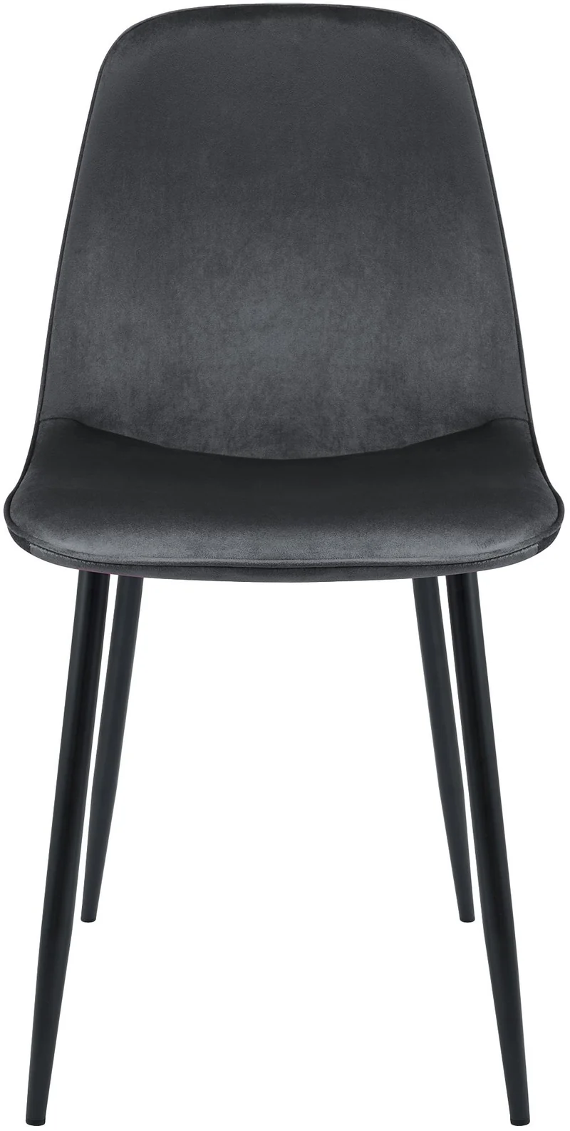 Lot de 2 chaises de salle à manger élégantes et minimalistes en velours gris foncé cadre en métal noir 10_0007411