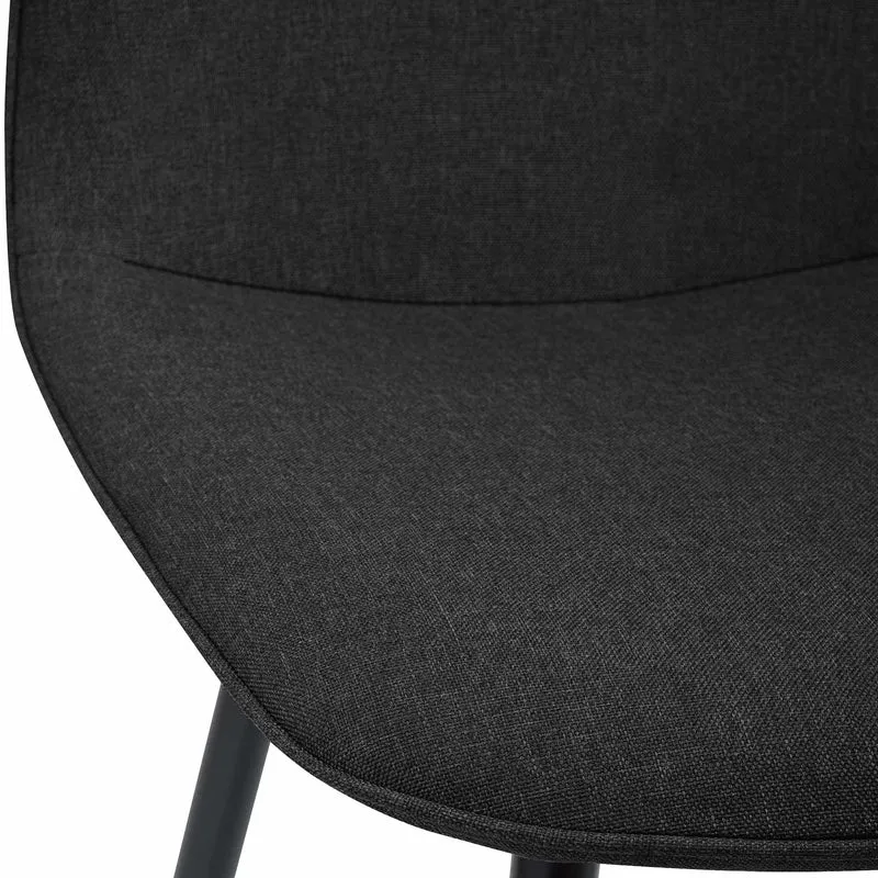 Lot de 2 chaises de salle à manger élégantes et minimalistes en tissu gris foncé cadre en métal noir 10_0007384
