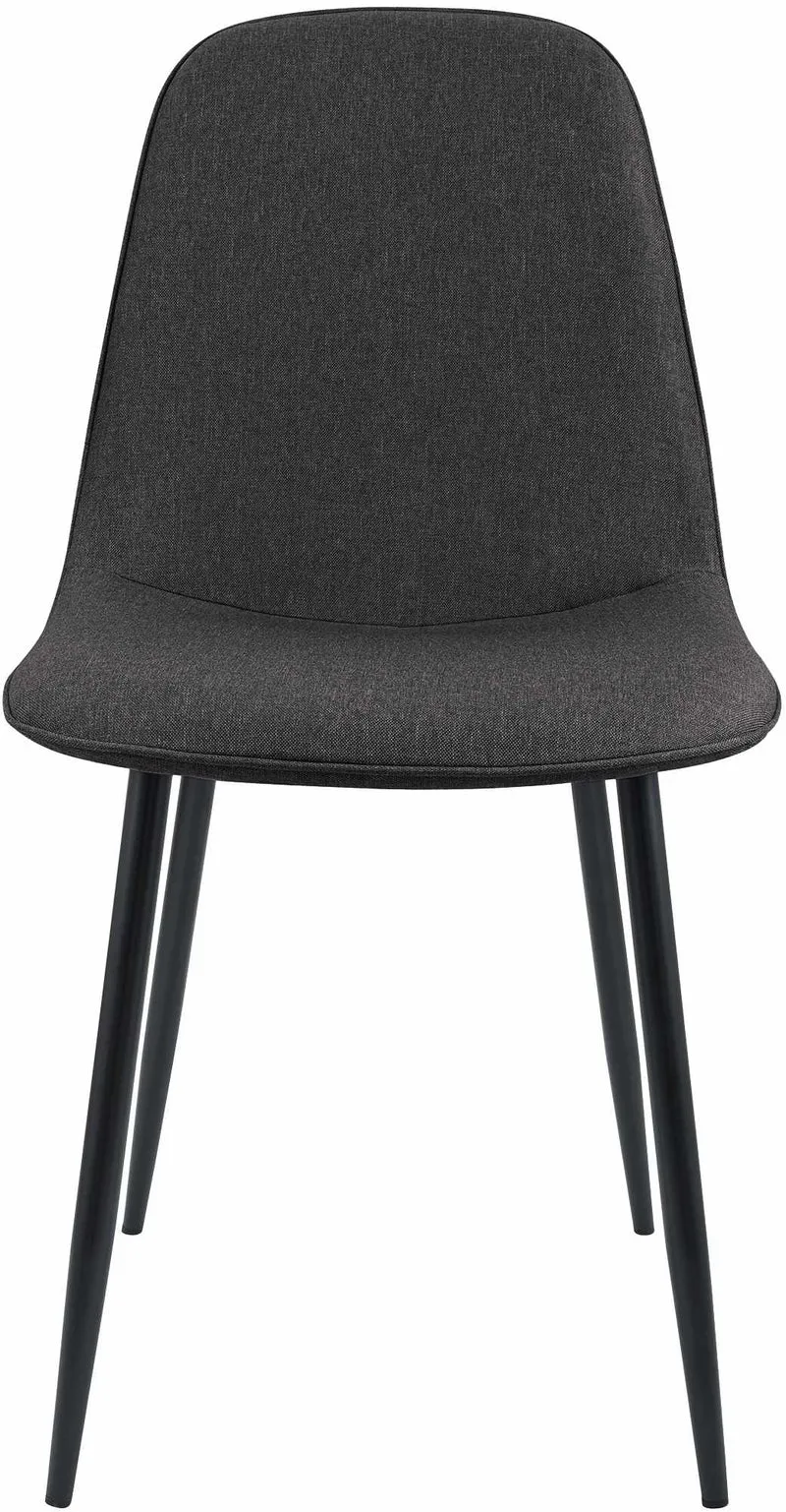 Lot de 2 chaises de salle à manger élégantes et minimalistes en tissu gris foncé cadre en métal noir 10_0007384