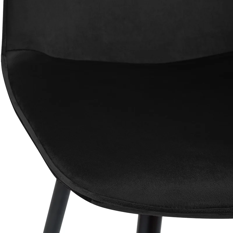 Lot de 2 chaises de salle à manger élégantes et minimalistes en velours noir cadre en métal noir 10_0007375