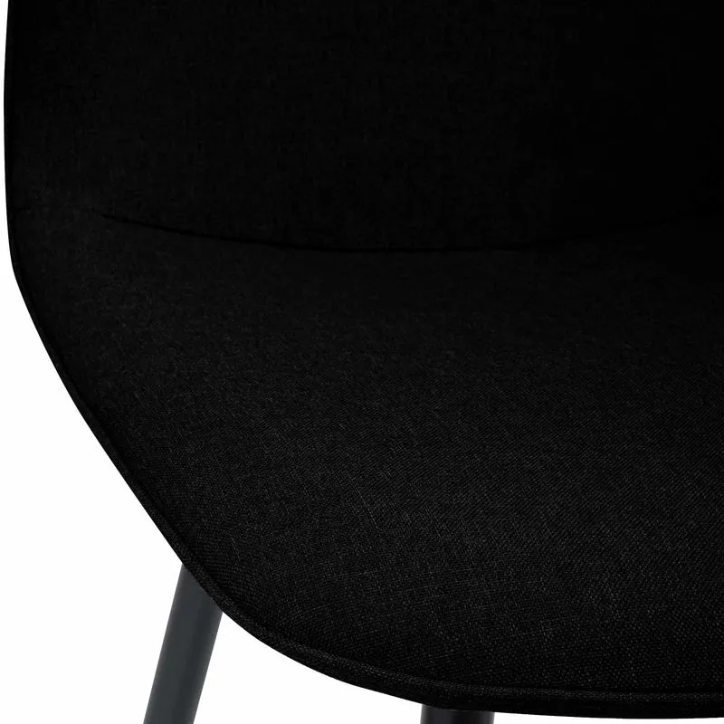 Lot de 2 chaises de salle à manger élégantes et minimalistes en tissu noir cadre en métal noir 10_0007368