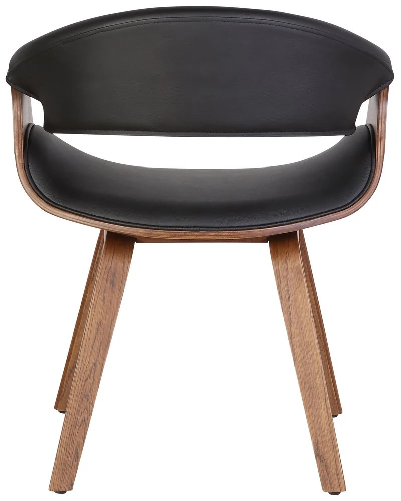 Lot de 2 chaises de salle à manger avec accoudoirs design rétro en PVC noir et bois marron 10_0007863