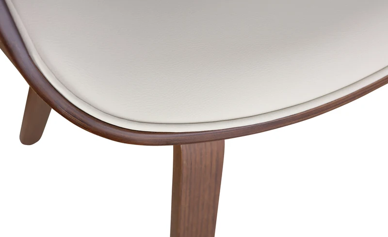 Chaise de salle à manger x1 avec accoudoirs design rétro en PVC crème et bois marron 10_0007841