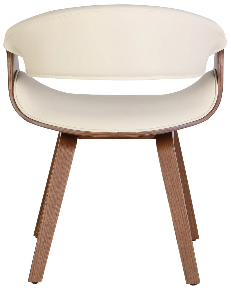 Chaise de salle à manger x1 avec accoudoirs design rétro en PVC crème et bois marron 10_0007841