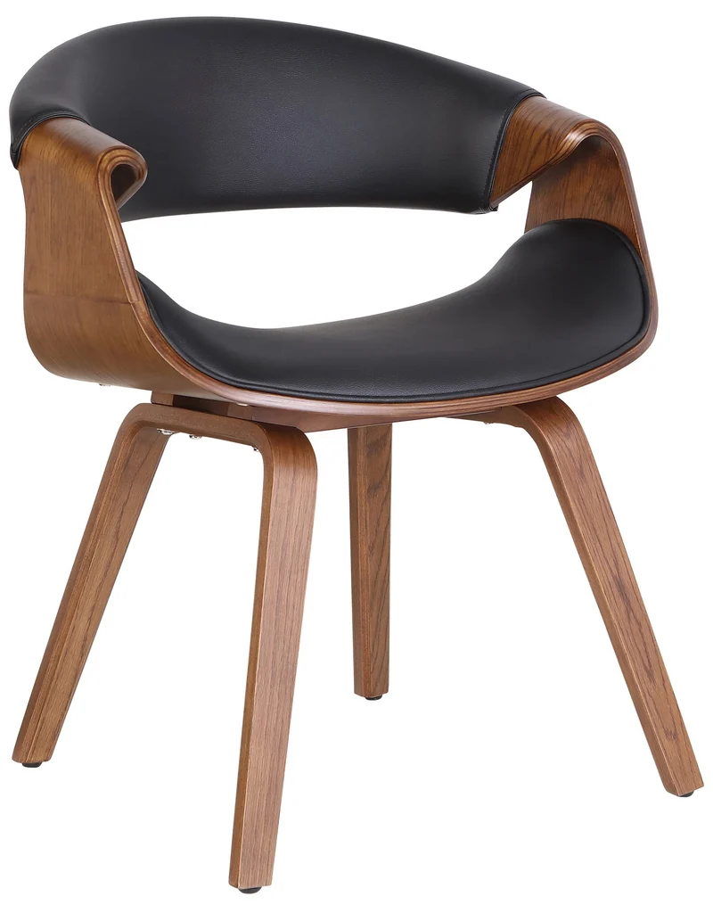 Chaise de salle à manger x1 avec accoudoirs design rétro en PVC crème et bois marron 10_0007822