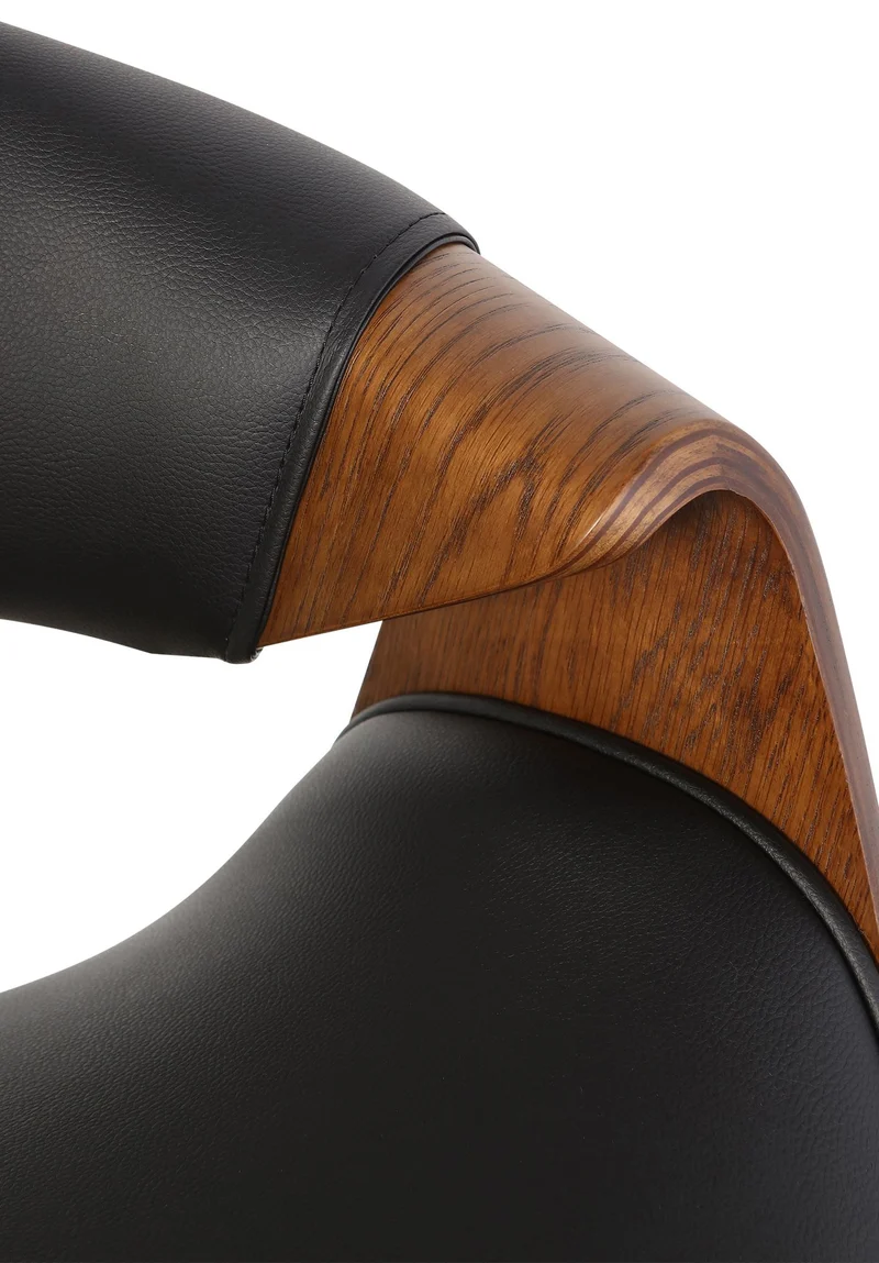 Chaise de salle à manger x1 avec accoudoirs design rétro en PVC crème et bois marron 10_0007822