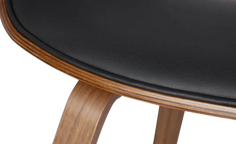Chaise de salle à manger x1 avec accoudoirs design rétro en PVC crème et bois marron 10_0007822