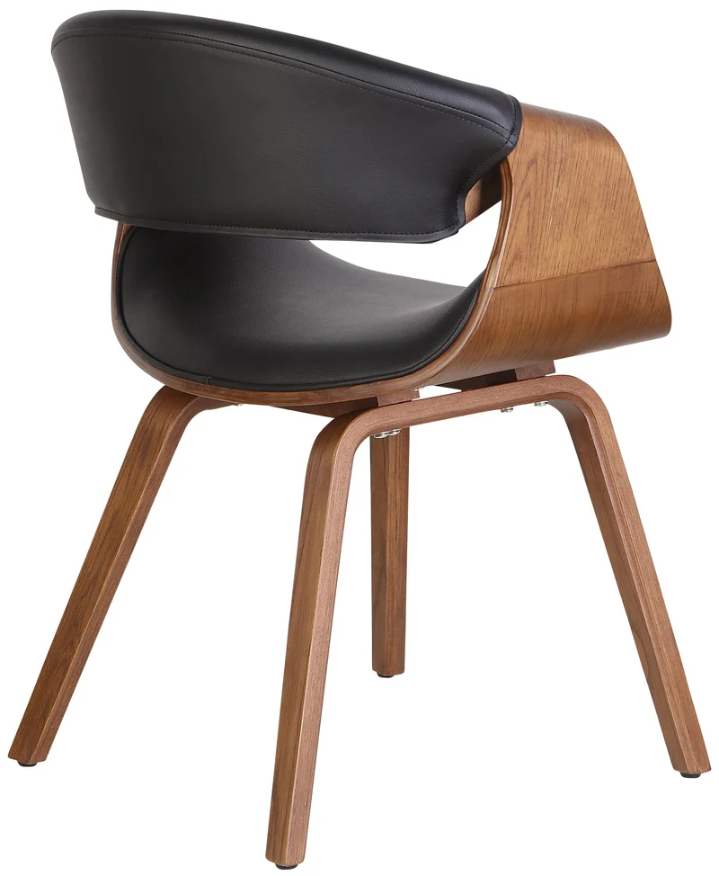 Chaise de salle à manger x1 avec accoudoirs design rétro en PVC crème et bois marron 10_0007822