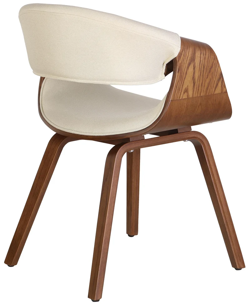 Lot de 2 chaises de salle à manger avec accoudoirs design rétro en tissu crème et bois marron 10_0007666