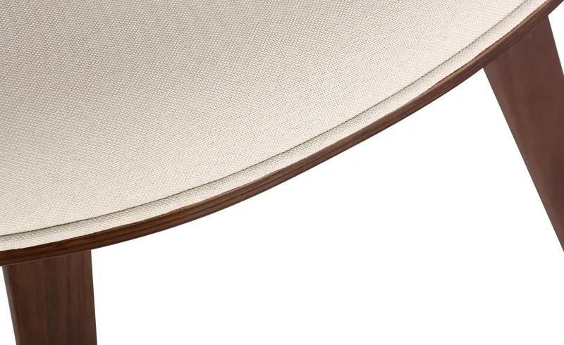 Lot de 2 chaises de salle à manger avec accoudoirs design rétro en tissu crème et bois marron 10_0007666