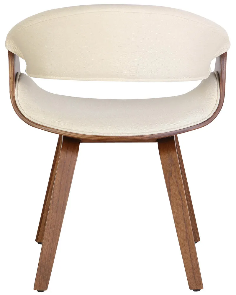Lot de 2 chaises de salle à manger avec accoudoirs design rétro en tissu crème et bois marron 10_0007666
