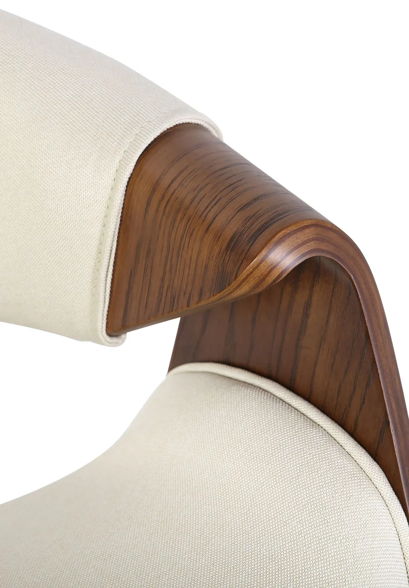 Chaise de salle à manger x1 avec accoudoirs design rétro en tissu crème et bois marron 10_0007444