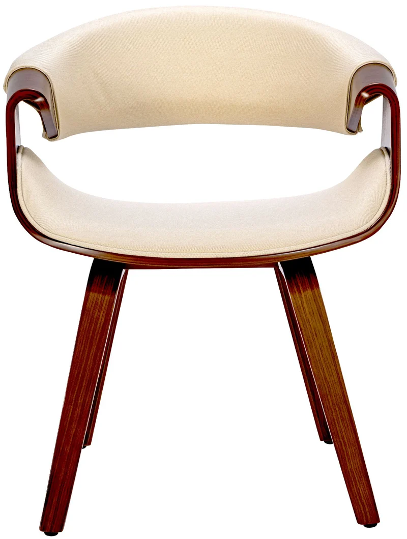 Lot de 2 chaises de salle à manger avec accoudoirs design rétro en tissu crème et bois marron 10_0007312