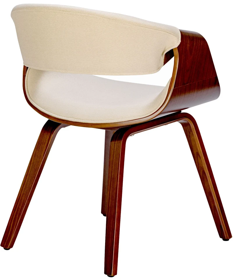 Lot de 2 chaises de salle à manger avec accoudoirs design rétro en tissu crème et bois marron 10_0007312