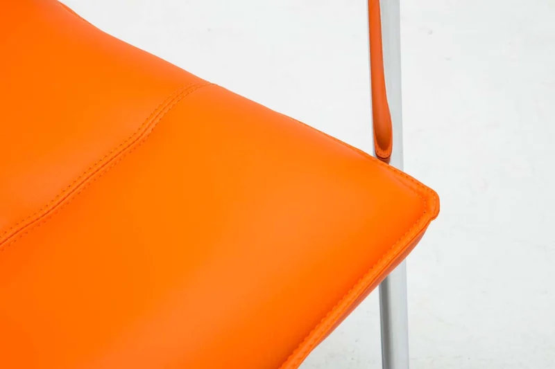 Lot de 2 chaises de bureau fauteuil visiteur avec accoudoirs en PVC orange et métal aspect chromé 10_0007869