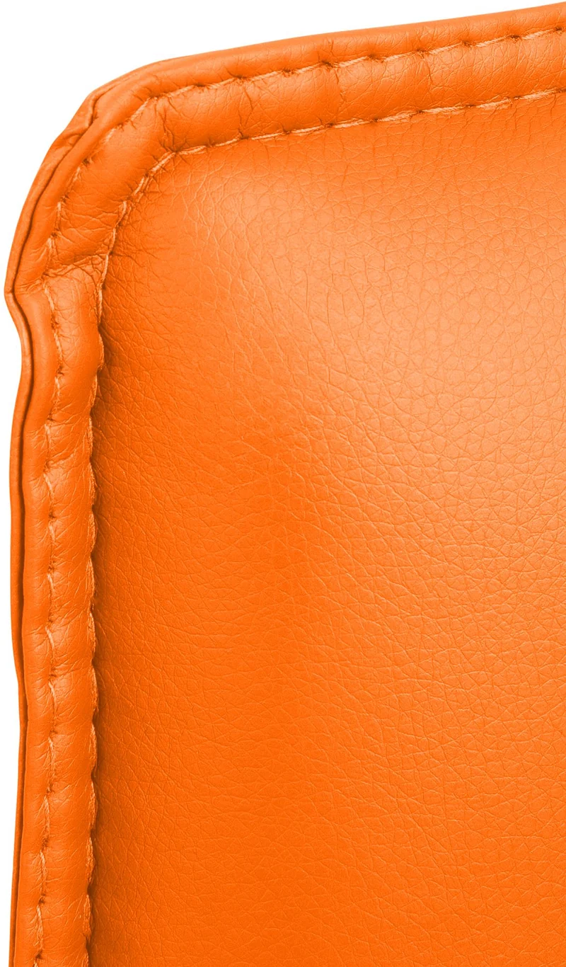 Chaise de bureau fauteuil visiteur avec accoudoirs en PVC orange et métal aspect chromé 10_0007834