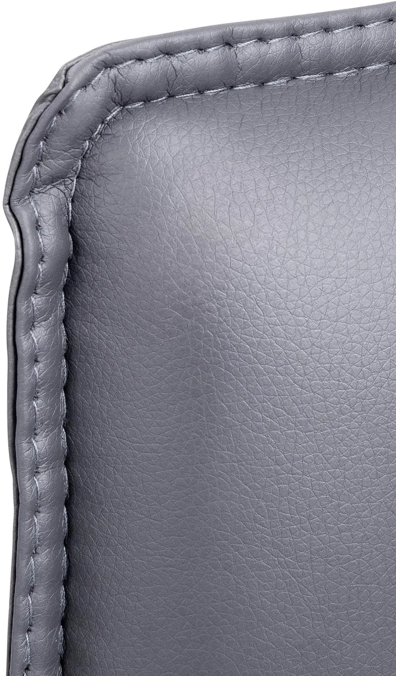 Chaise de bureau fauteuil visiteur avec accoudoirs en PVC gris et métal aspect chromé 10_0007297