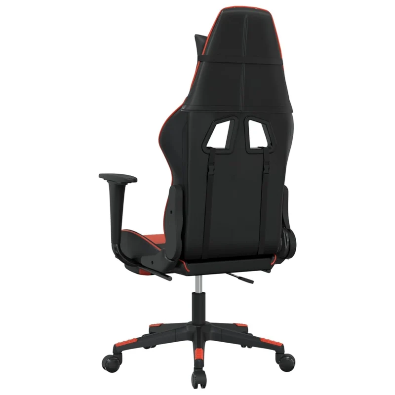 Fauteuil de bureau chaise gaming avec coussin lombaire et repose-pieds noir rouge PVC DEC025885