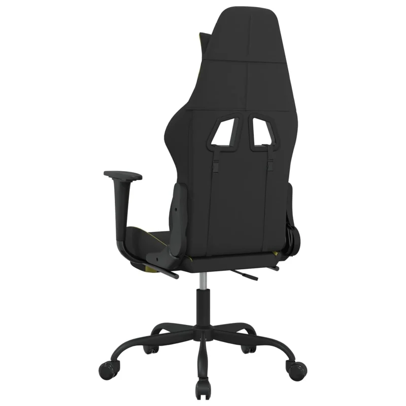 Fauteuil de bureau chaise gaming sur roulettes avec repose-pieds en tissu noir et vert clair DEC025798