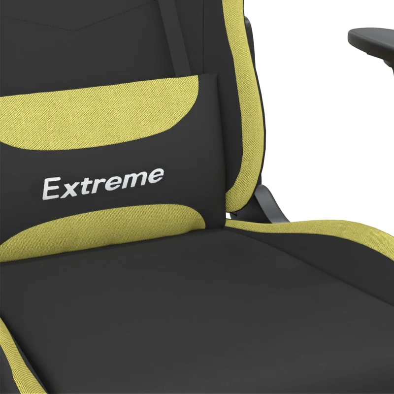 Fauteuil de bureau chaise gaming sur roulettes avec repose-pieds en tissu noir et vert clair DEC025798