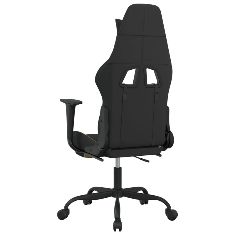 Fauteuil de bureau chaise gaming avec coussin lombaire fonction de massage avec repose-pieds en tissu noir et vert clair DEC025845