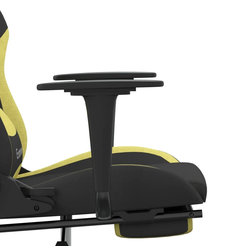 Fauteuil de bureau chaise gaming avec coussin lombaire fonction de massage avec repose-pieds en tissu noir et vert clair DEC025845