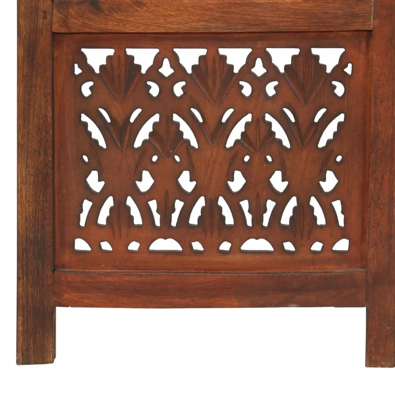Paravent séparateur de pièce cloison 3 panneaux motifs sculptés à la main 120 x 165cm bois manguier marron DEC030772