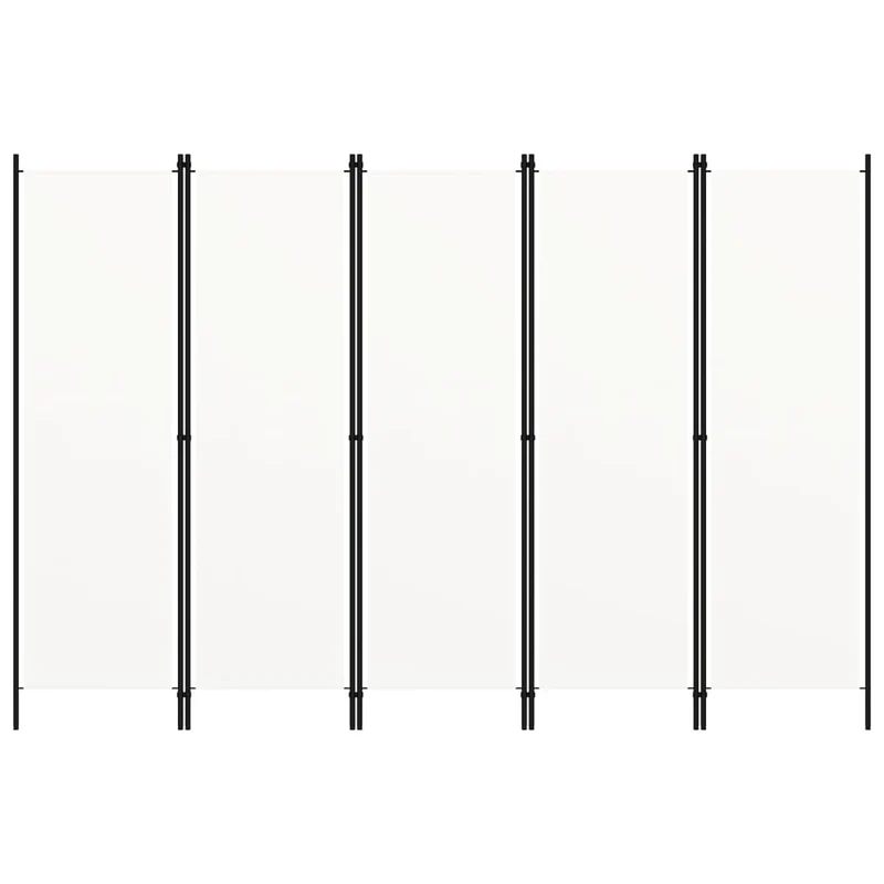 Paravent séparateur de pièce cloison 5 panneaux 250 x 180 cm en tissu blanc et fer DEC030945