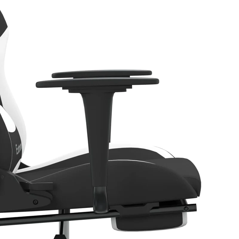 Fauteuil de bureau chaise gaming avec coussin lombaire avec repose-pieds en tissu blanc et noir DEC025834