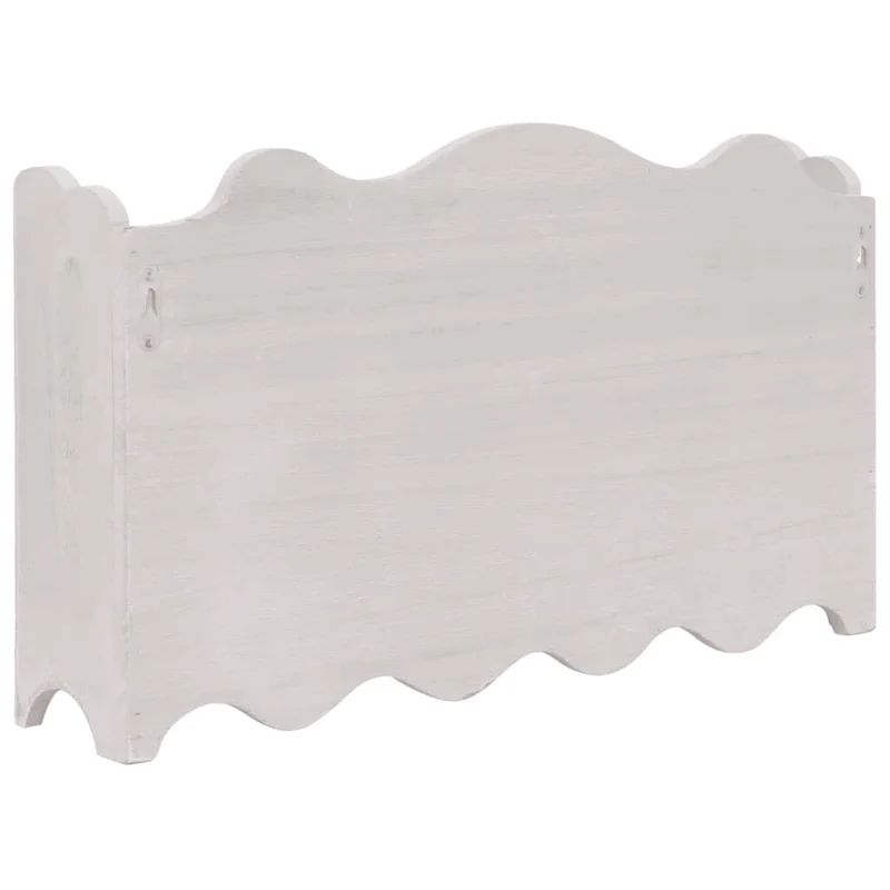Porte-manteau mural étagère en bois blanc avec 4 crochets 50x10x30 cm Bois DEC024214