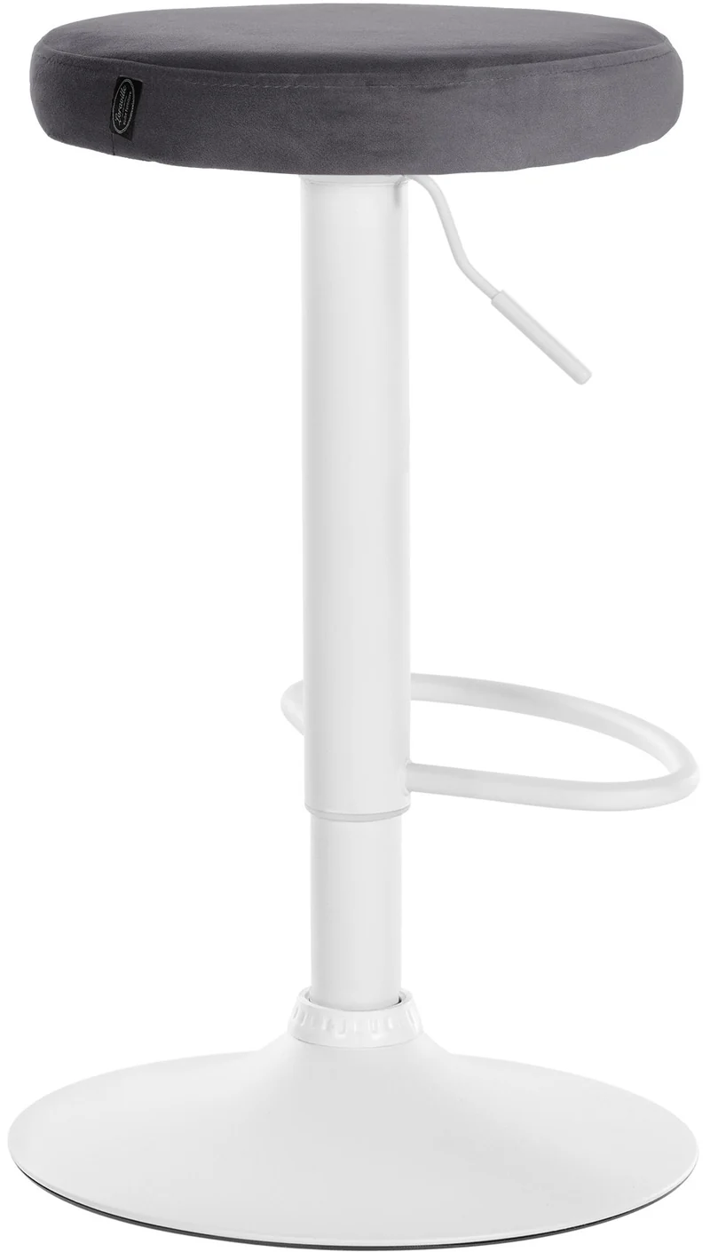 Lot de 2 tabourets de bar avec assise en tissu velours gris foncé et cadre métal blanc TDB10699