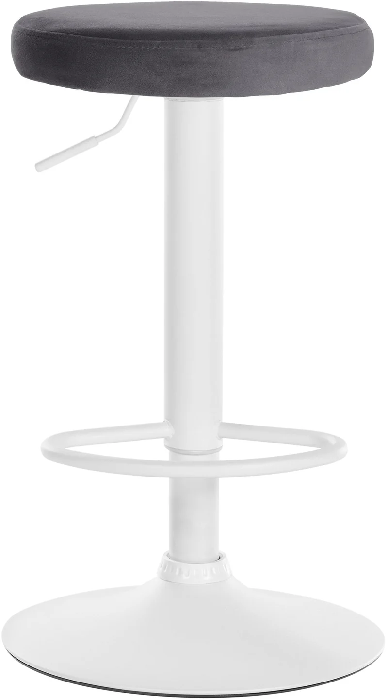 Tabouret de bar x1 design simple hauteur réglable revêtement en velours gris foncé pieds en métal blanc 10_0005356