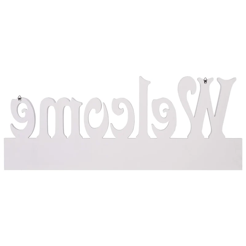 Porte-manteau mural en MDF blanc motif WELCOME avec 4 crochets 74x29,5 cm DEC024226