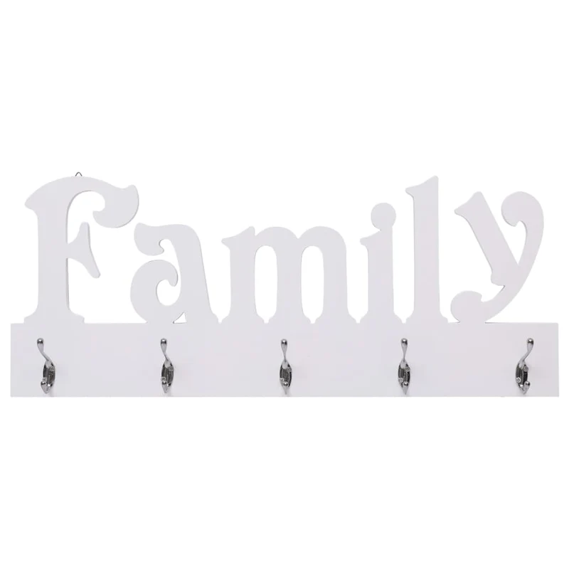 Porte-manteau mural en MDF motif FAMILY avec 5 crochets 74x29,5 cm DEC024224