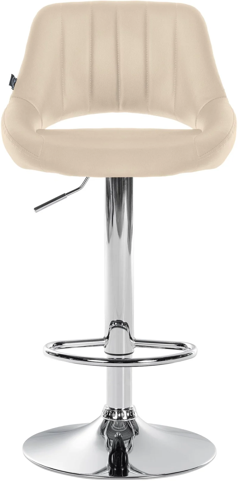 Tabouret de bar x1 avec repose-pieds pivotant et réglable en PVC crème et métal 10_0005210